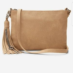 NWT Express Tan/Beige Pebbled Tassle Crossbody Bag